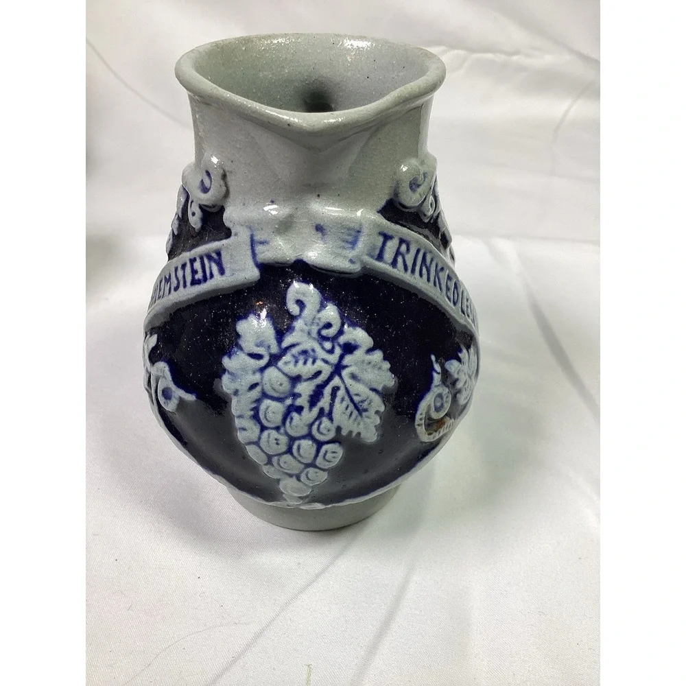 Vintage West Germany Cobalt Blue Salt Glazed Stoneware Wine Jug Lot 5 German